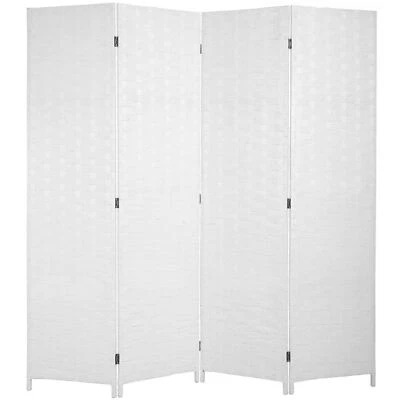 Room Divider Wood Screen 4 Panel Wood Mesh Woven Design Room Screen Divider - Image 1 of 4