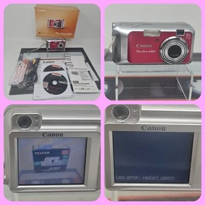 canon powershot a460 spares & repairs digital camera neon pink boxed manual - Picture 1 of 15
