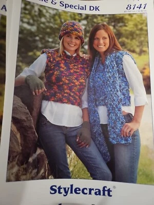 Stylecraft Alpine DK Knitting Pattern 8141 Slipover Hat Scarf Gloves 32-44 - Image 1 of 2