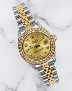Ladies Rolex Datejust 69173 with Champagne Diamond Dial, Bezel and Shoulders. - Picture 1 of 11