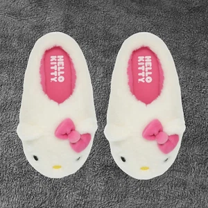 Sanrio Hello Kitty Fluffy Slippers Pink Bow KT Face Soft House Shoes, Women 9 - Picture 1 of 11