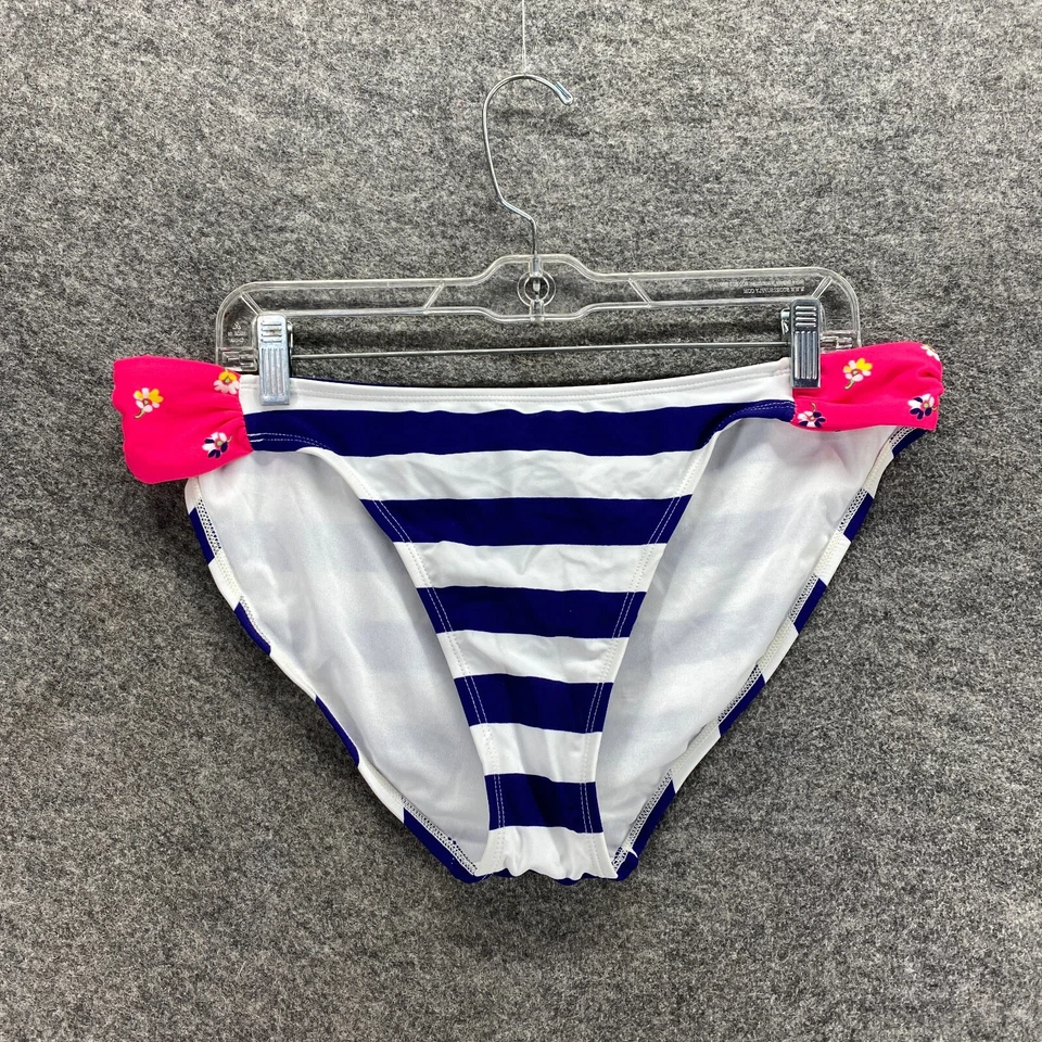 Nuevo Antiguo Bañador Azul Marino Bikini Parte Inferior Mujer XL Azul Rayas Cintura Elástica Forrada Foto 1 de 4