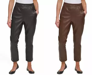 DKNY Jeans Ladies' Faux Leather Pull-On Pant - Picture 1 of 17