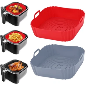 Reusable Airfryer Pan Liner Accessories Silicone Air Fryers Oven Baking Tray Piz - Picture 1 of 15