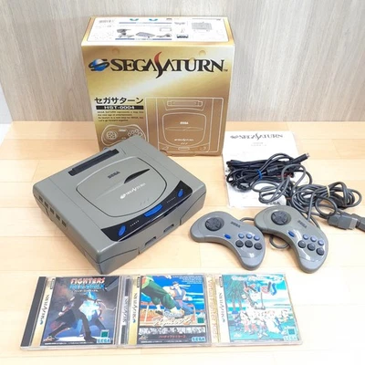 Sega Saturn Console in box 2 controllers & 3 games CIB Japan Gray System SB1127 - Image 1 of 4