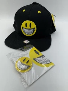 Ron English GRIN Smile Exclusive RARE Popaganda Snapback Cap Hat & Pin Set NWT - Picture 1 of 8