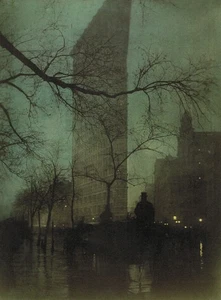 Edward Steichen The Flatiron New York City Manhattan Night Fog Dark Kunstdruck - Bild 1 von 3