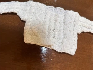 Vintage Hand Knit Button Up Sweater. White. American Girl/18" Doll - Picture 1 of 3