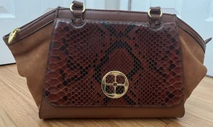 Iman Genuine Leather Handbag w/ Snake Print - Picture 1 of 18