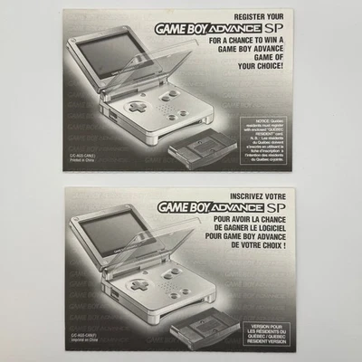 Game Boy Advance SP Registration Cards English & French GBA Nintendo - Inserts - Image 1 of 4