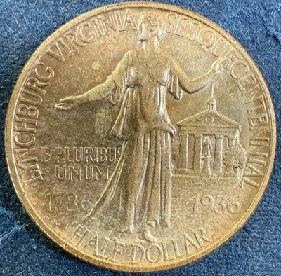 1936 Lynchburg MS++ 90% Silver Commemorative Half Dollar 50C - Image 1 of 2