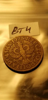 Poland 1928 5 Cent Coin Idbt1. - Image 1 of 2