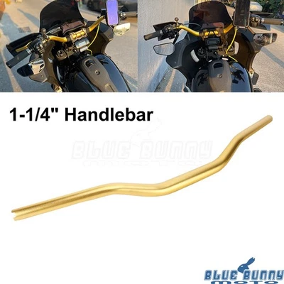 Club Style 1 1/4" Gold Handlebar Bar For Harley Dyna Softail Street Bob Fat Bob - Image 1 of 4