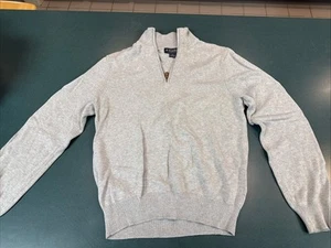 Brooks Brothers quarter zip small sweater gray Ribbed Cotton - Picture 1 of 3
