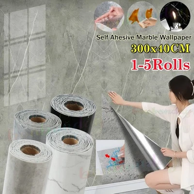 5X Thick Marble Wallpaper Self Adhesive Kitchen Bathroom Waterproof Wall Sticker - Image 1 of 4