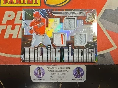 2021 Spectra Rafael Marchan /75 Building Block PlayerWorn Triple Patch Silver HF - Image 1 of 2