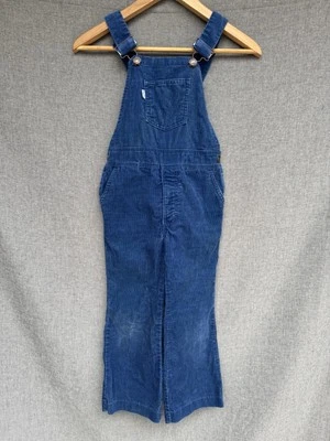 Vtg 70s 80s Levi's Sz 7 Big Kids Blue Corduroy Bib Overalls - Image 1 of 4