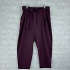 Tommy Hilfiger Womens Size XL paper bag maroon light weight pants 2038