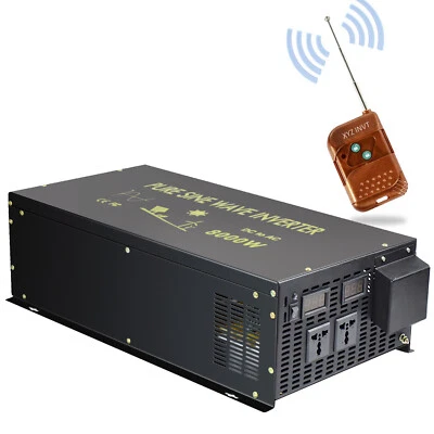 Pure Sine Wave Inverter 24V to 240V 8000W Power Solar Generator Car Motor Remote - image 1 of 4