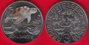 Austria 3 euro 2019 "The Turtle" Colored UNC - Picture 1 of 1