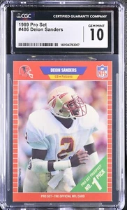 1989 Pro Set - #486 Deion Sanders (RC) CGC 10 Gem Mint - Picture 1 of 2