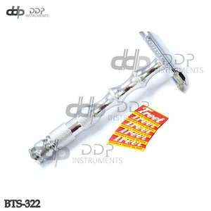 Double Edges Safety Razor With Long wavy Handle Stainless Steel BTS-322 - Picture 1 of 2
