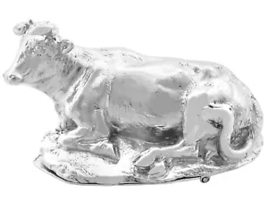 Antique Edwardian Sterling Silver Cow Pill Box (1901) - Picture 1 of 10