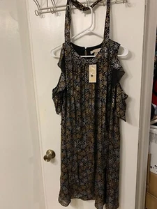 Michael kors Star Print Black White Gold Shoulder Dress Size XL Free Shipping - Picture 1 of 7