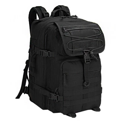 Mochila Molle tática 45L para homens, mochila preta para viagem acampamento escalada - Imagem 1 de 4