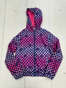 Pink Platinum Purple Pink Check Print Full Zip Windbreaker Jacket Girls Size 14 - Picture 1 of 6