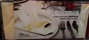 * 24 WEISS * Ausgefaltete Dinner Servietten Origami Hochzeit Party * LEINENGEFÜHL - Bild 1 von 7