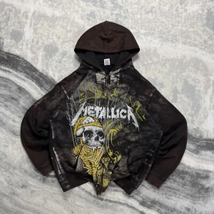 Vintage FOTL Metallica 2000's Y2K 'One' AOP Black Brown Full Zip Large Hoodie - Bild 1 von 8