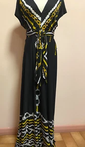CHARLIE BROWN Limited Edition Stretch Maxi Dress, Self Sash Tie SIZE 14 EUC - Picture 1 of 21
