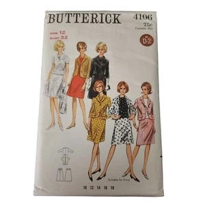 Butterick Muster # 4106 Rock Jacke Bluse Anzug Gr. 12 ungeschnitten Vintage 60er - Bild 1 von 5