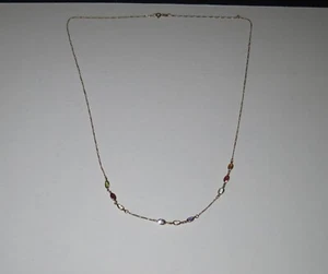 Lady's 10 Carat Gold Necklace with Semi Precious Stones 4 Grams - Picture 1 of 6