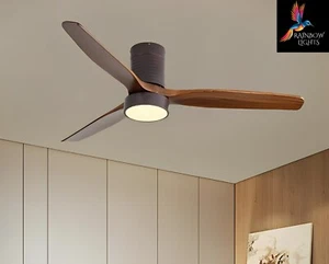 52" Ceiling Fan With Light & Solid Wood Blade, Ceiling Fan with Remote Control - Picture 1 of 9