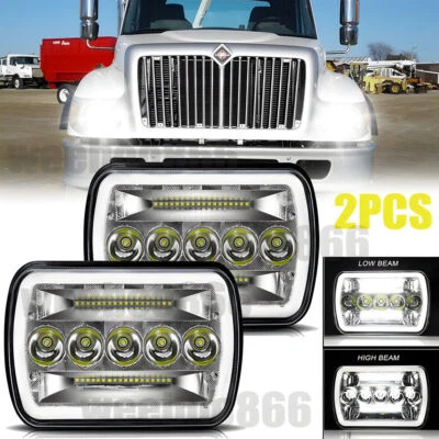 Pair 7x6" LED Headlights Halo For International 7400 Freightliner FL60 FL70 FL80 - Image 1 of 4