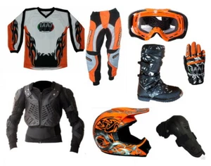 abbigliamento completo kit tuta per moto da cross fuoristrada adulto o bambino - Foto 1 di 9