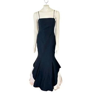 Vintage BETSY & ADAM Formal Mermaid Gown in Black White WOMEN'S 8 - Picture 1 of 10