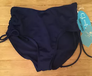 Caribbean Joe Womens 8 CJ BeneFITS Bikini Bottom Blue NEW Ruched Ties Tummy - Picture 1 of 5
