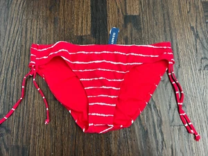 NWT Old Navy Women's Mid-Rise Classic Bikini Swim Bottom Red & White Size XL - Picture 1 of 2