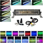 14 inch 72W LED Light Bar Offroad Fog Driving with RGB Halo for Jeep 4WD ATV SUV