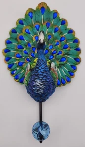 Peacock Coat Hook Purse Hook Bag Hook Hanger 7" Tall without Hook 6" Wide - Picture 1 of 10