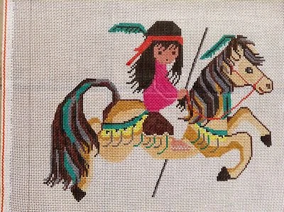 DeGrazia Needlepoint Canvas Hand-painted A Merry Little Rider Sundance Designs - Image 1 of 4