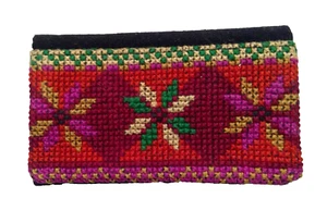Handwoven Multicolored Cotton Wallet ID Card Holder 1 Pocket 2½” x 4” - Picture 1 of 5