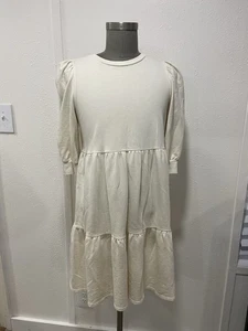 T.la Anthropologie Neutral Cream Sweatshirt Dress Size M - Picture 1 of 10