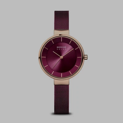Reloj para mujer BERING Solar oro rosa púrpura milanés 31 mm 14631-969 precio de venta sugerido por el fabricante: 199 USD Foto 1 de 4