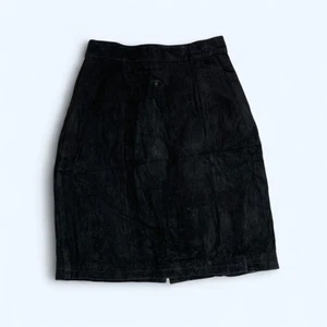 GLOBAL IDENTITY Suede 100% Genuine Leather Skirt UK 6 US 2 Above Knee High Rise - Picture 1 of 8