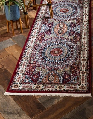Alfombra Colección Narenj - Adams (3' x 13' 1" Corredor Borgoña/Beige) Foto 1 de 4
