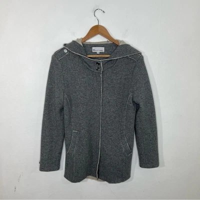 Elliott Lauren Zip Hoodie Gray Fishtail Coat Wool Blend Made in USA Size 10 - Image 1 of 4